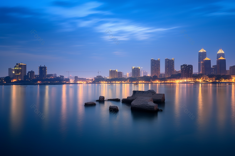 苏州金鸡湖风光夜晚灯光亮起风景,高清,摄影图,摄影图片,图片大全,摄影图免费下载